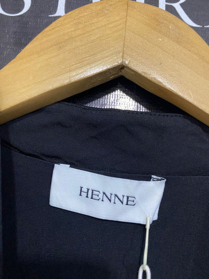 HENNE |XL| BUST 16| A34| BLACK PLUNGING V-NECK SLEEVELESS RUCHED TOP