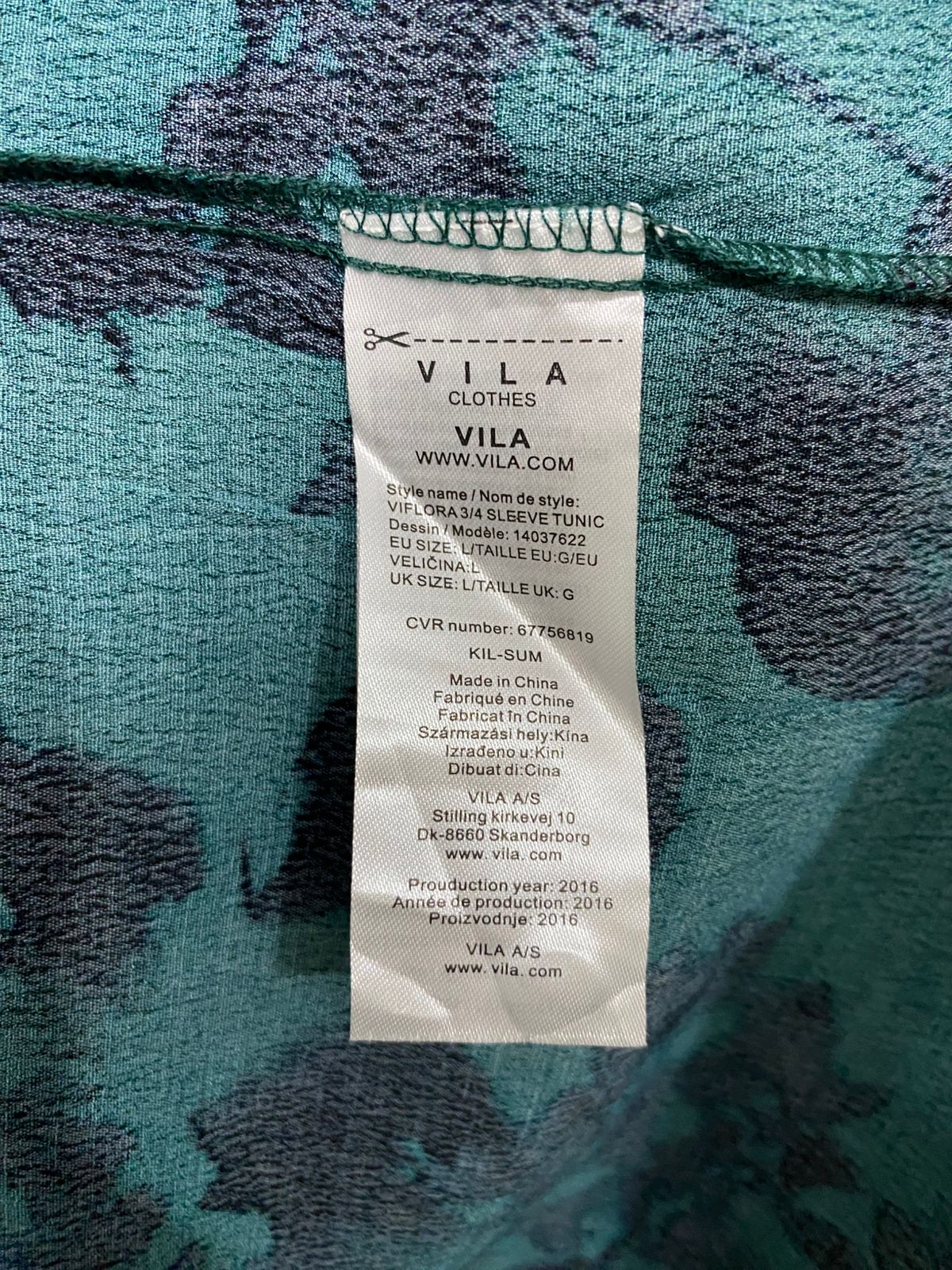 VILA |L| BUST 24| A34| DARK GREEN & BLACK FLORAL PRINT SHORT SHIRT DRESS