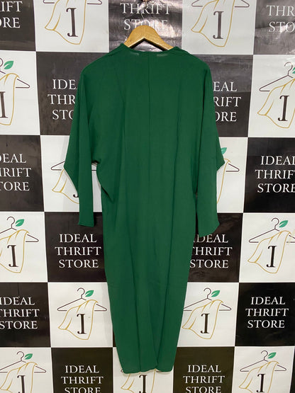 VOYELLES |M/L| BUST FREE| A34| EMERALD GREEN SOLID LONG-SLEEVE MIDI DRESS
