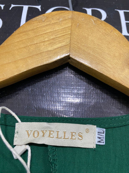 VOYELLES |M/L| BUST FREE| A34| EMERALD GREEN SOLID LONG-SLEEVE MIDI DRESS