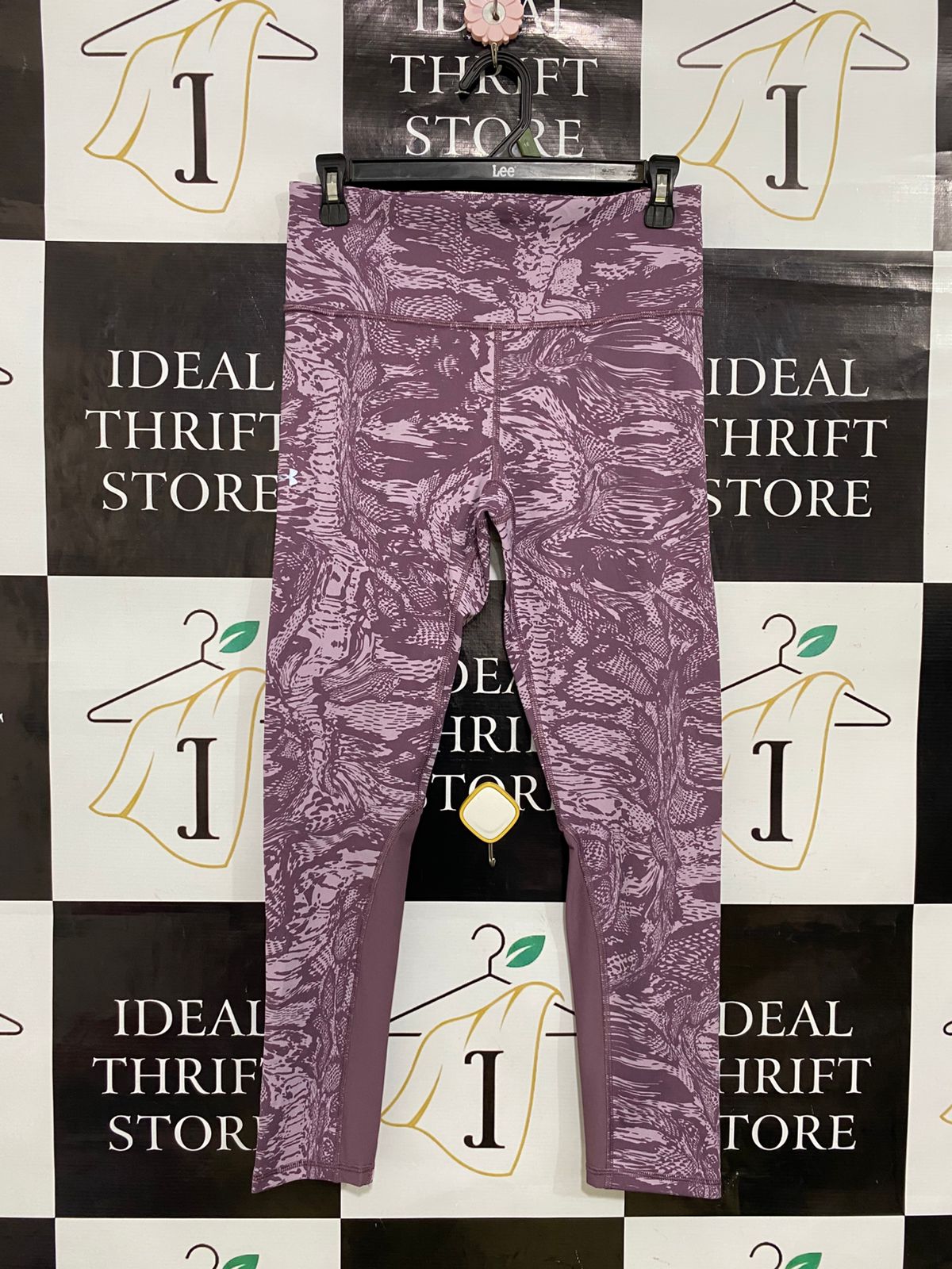 UNDER ARMOUR |M| WAIST 27| A33| MAUVE & PINK ABSTRACT TIE-DYE ACTIVEWEAR LEGGINGS