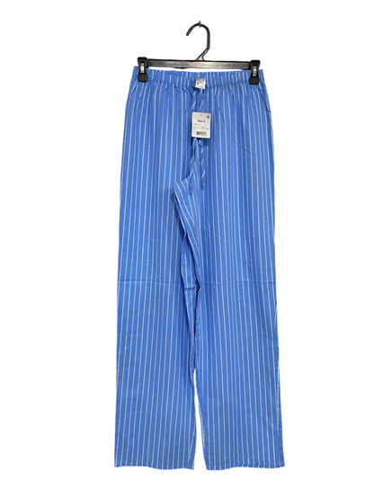 ANKO |XS| WAIST 24| A34| BLUE & WHITE STRIPED COTTON DRAWSTRING WIDE-LEG LOUNGE PANTS