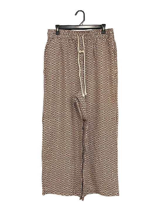 TARGET WOMAN |L| WAIST 32| A34| BROWN GEOMETRIC-PRINT DRAWSTRING WIDE-LEG LOUNGE PANTS