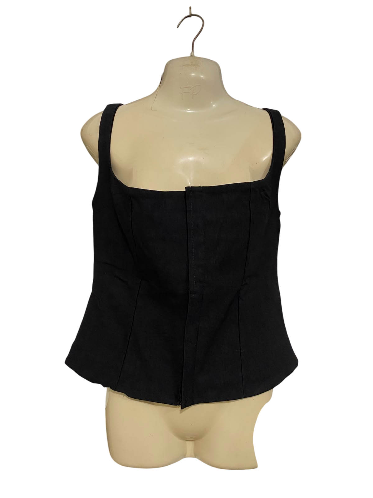 PRETTYLITTLE THING |M| BUST 32| A34| BLACK STRUCTURED SQUARE-NECK CORSET-STYLE TANK TOP
