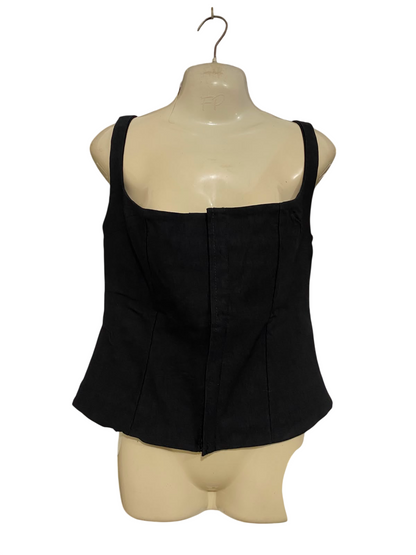 PRETTYLITTLE THING |M| BUST 32| A34| BLACK STRUCTURED SQUARE-NECK CORSET-STYLE TANK TOP