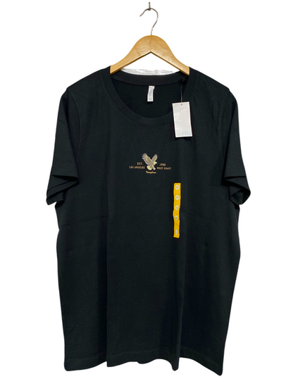 AVELLA |XL| BUST 22| A35| BLACK "LOS ANGELES 1986" EAGLE-PRINT COTTON T-SHIRT