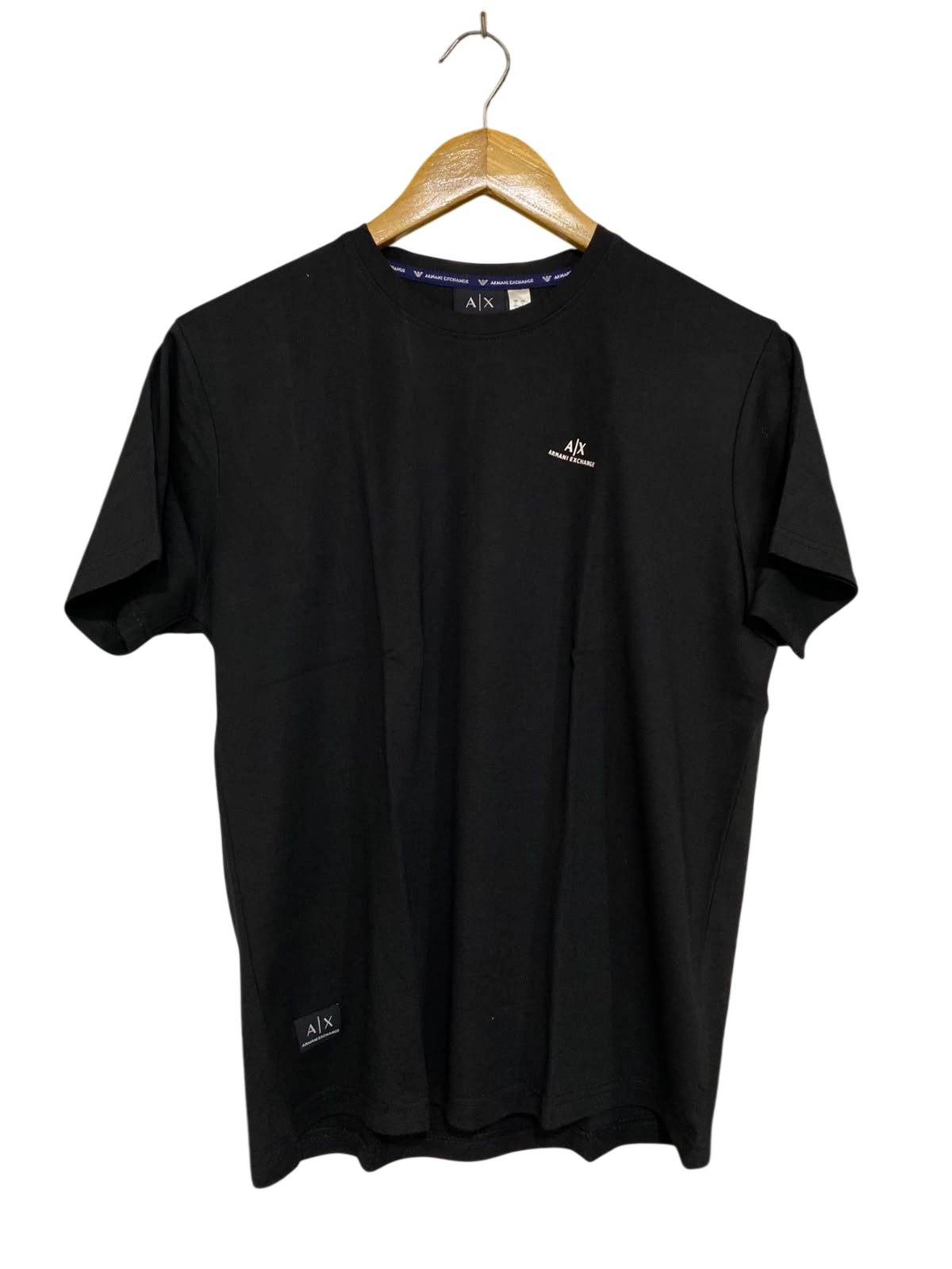 ARMANI EXCHANGE |L| BUST 19| A35| BLACK MINIMALIST LOGO COTTON T-SHIRT