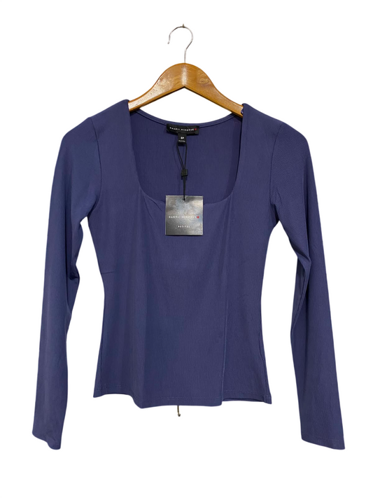 DANNI MINOGUE |S| BUST 13| A35| PETITE PURPLE RIBBED SQUARE-NECK LONG-SLEEVE TOP