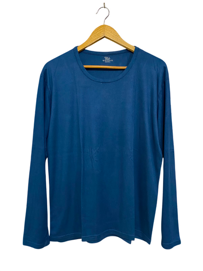 |L| BUST 21| A35| BLUE BASIC LONG-SLEEVE CREW-NECK PERFORMANCE TOP