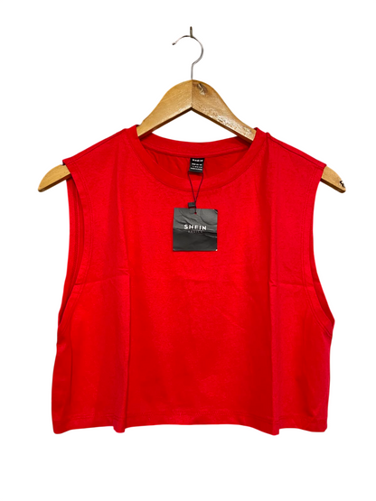 SHEIN |L| BUST 19| A35| RED BASIC SLEEVELESS CROP TANK TOP