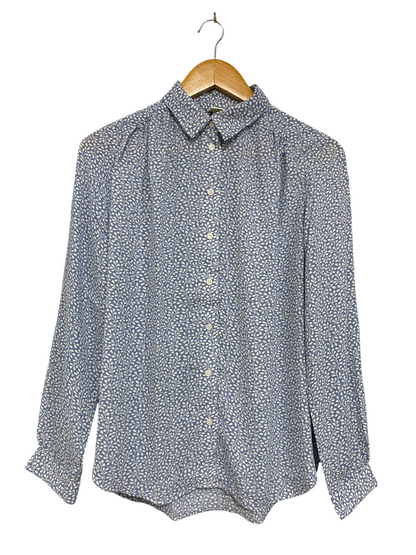 H&M |M| BUST 18| A35| BLUE & WHITE LEAF-PRINT BUTTON-DOWN LONG-SLEVE SHIRT