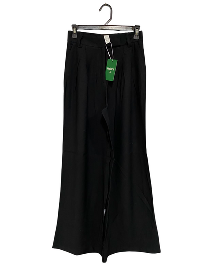 HALARA |S| WAIST 26| A35| BLACK HIGH-WAISTED PLEATED WIDE-LEG TAILORED TROUSERS