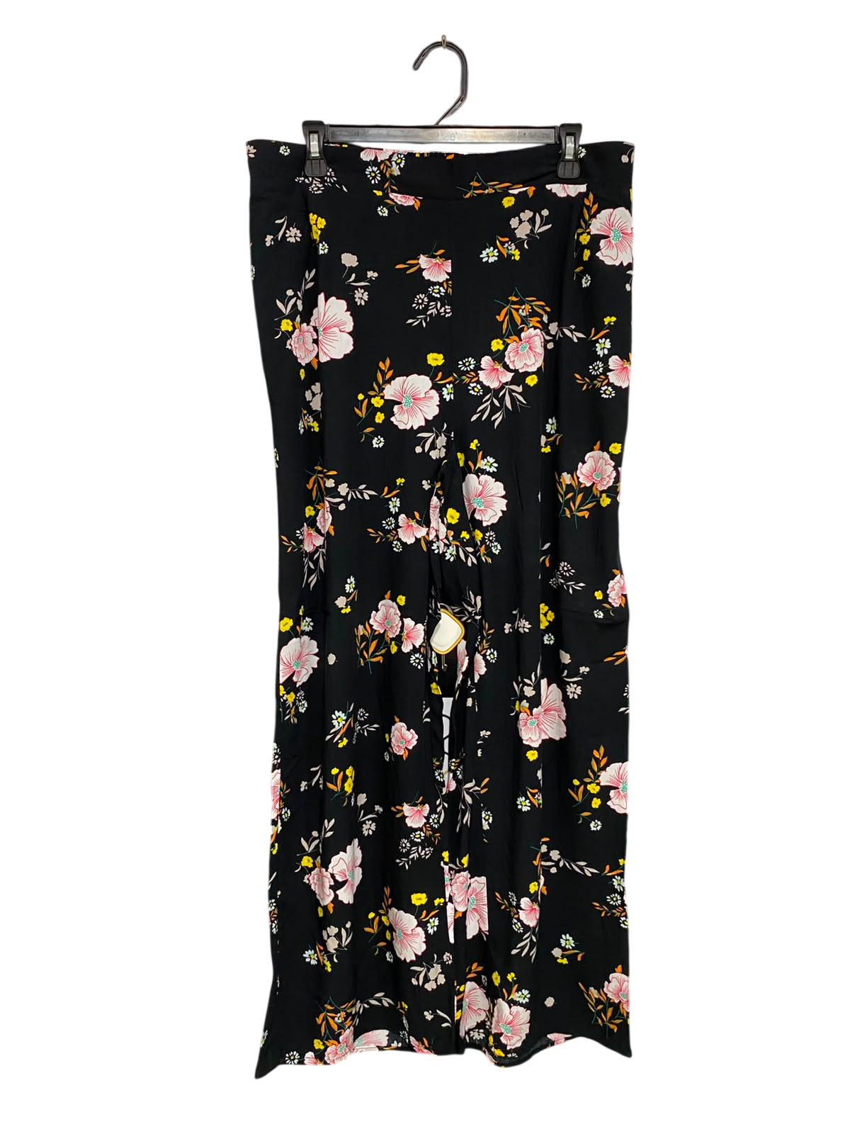 COTTON ON |XL| WAIST 34| A35| BLACK FLORAL PRINT HIGH-WAISTED WIDE-LEG PALAZZO PANTS