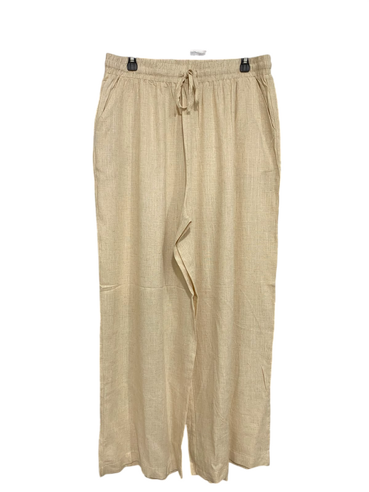 BULLY J |L| WAIST 32| A35| BEIGE LINEN-BLEND DRAWSTRING WIDE-LEG RESORT TROUSERS