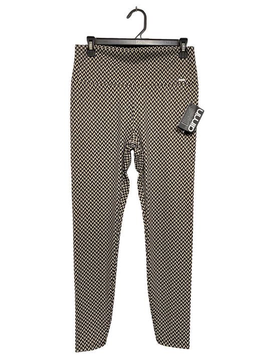 AIMN |L| WAIST 28| A35| BEIGE & BLACK HERRINGBONE GEOMETRIC HIGH-WAISTED ACTIVEWEAR LEGGINGS