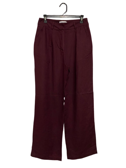 ATMOS & HERE |M| WAIST 28| A35| BURGUNDY HIGH-WAISTED TAILORED WIDE-LEG TROUSERS