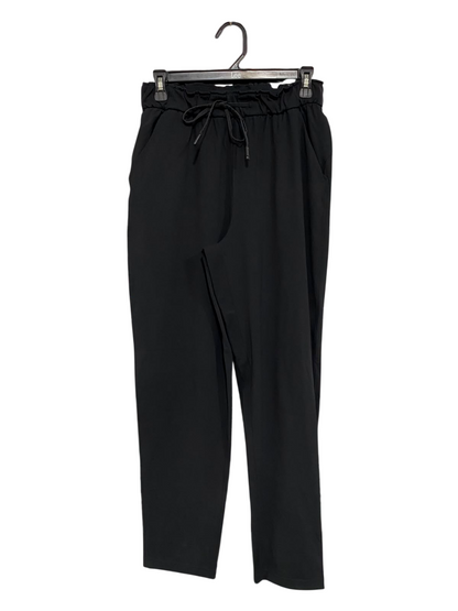 LULULEMON |S| WAIST 26| BLACK PAPERBAG-WAIST DRAWSTRING CASUAL TROUSERS