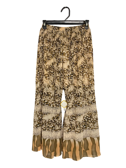 INDIKAH |XS| WAIST 24| A35| ANIMAL PRINT PLEATED HIGH-WAISTED WIDE-LEG PALAZZO PANTS