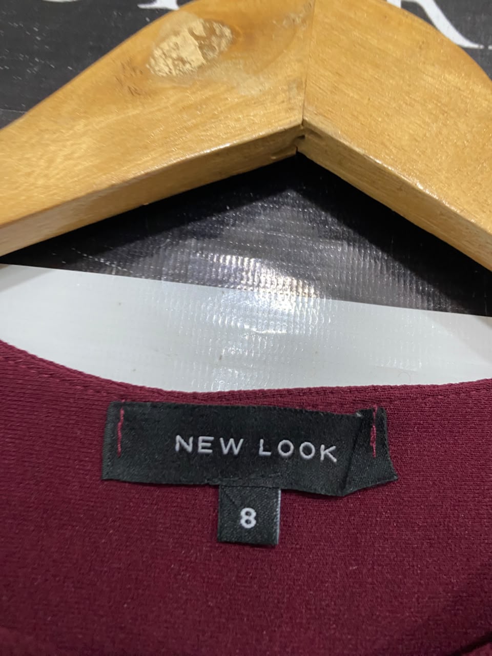 NEW LOOK |S| BUST 14| A35| BURGUNDY LASER-CUT SCALLOPED OVERLAY BODYCON MINI DRESS