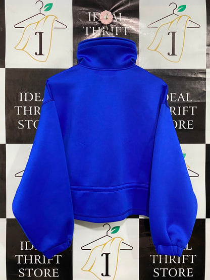 ZARA |M| BUST 21| A35| ROYAL BLUE TECHWEAR ZIP-UP STAND-COLLAR CROPPED JACKET