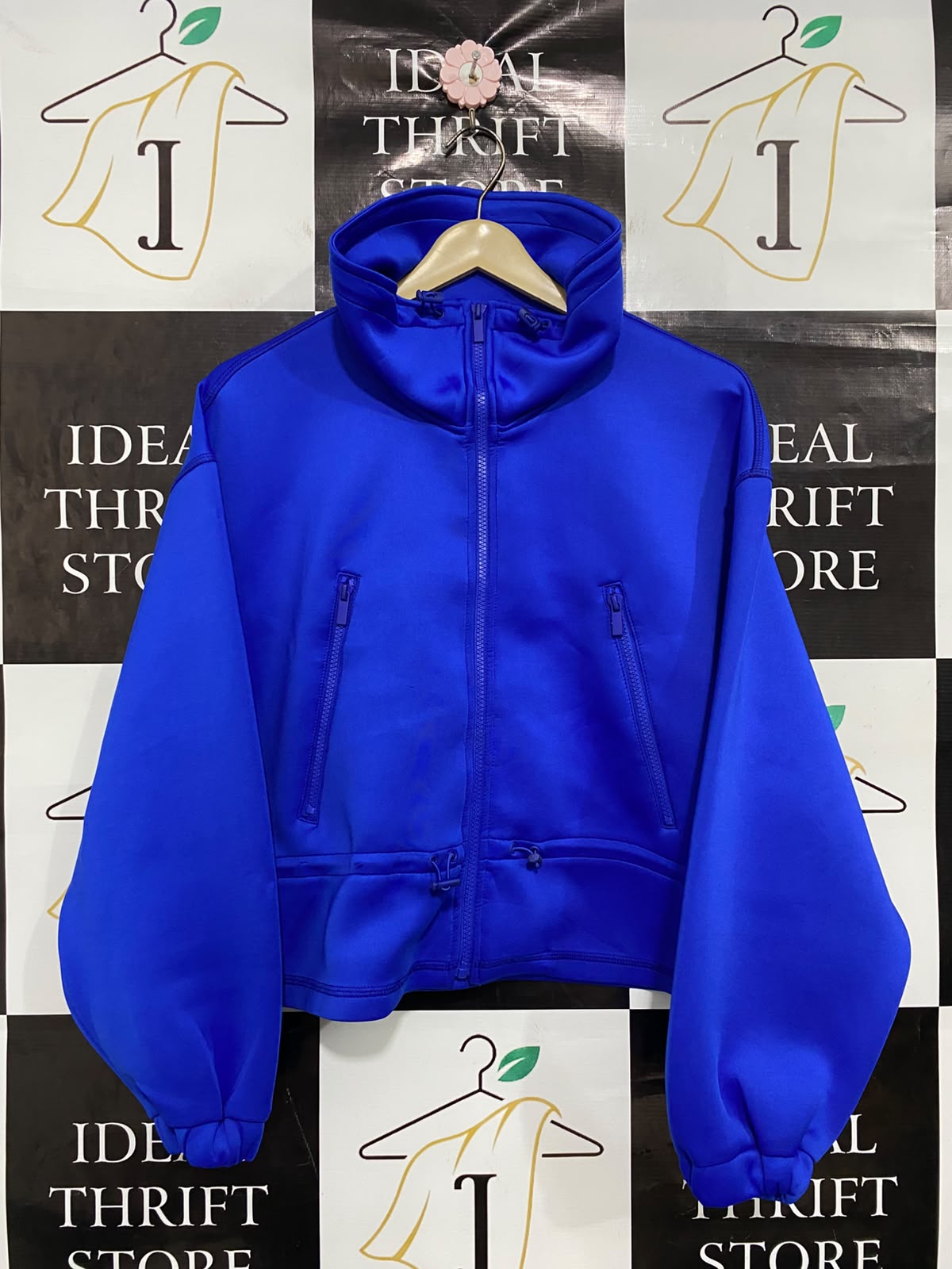 ZARA |M| BUST 21| A35| ROYAL BLUE TECHWEAR ZIP-UP STAND-COLLAR CROPPED JACKET