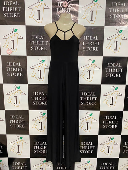 PRETTYLITTLE THING |S| BUST 15| A35| BLACK STRAPPY HALTER WIDE-LEG JUMPSUIT