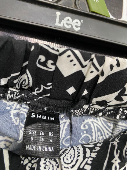 SHEIN |S| WAIST 24| A35| BLACK & WHITE PAISLEY PRINT HIGH-WAISTED WIDE-LEG PALAZZO PANTS
