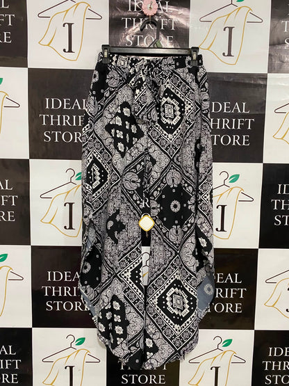 SHEIN |S| WAIST 24| A35| BLACK & WHITE PAISLEY PRINT HIGH-WAISTED WIDE-LEG PALAZZO PANTS