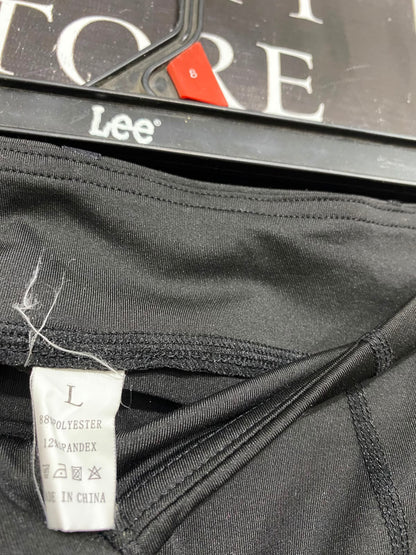 |L| WAIST 26| A35| BLACK FRONT-ZIP HIGH-RISE FLARED ACTIVEWEAR PANTS