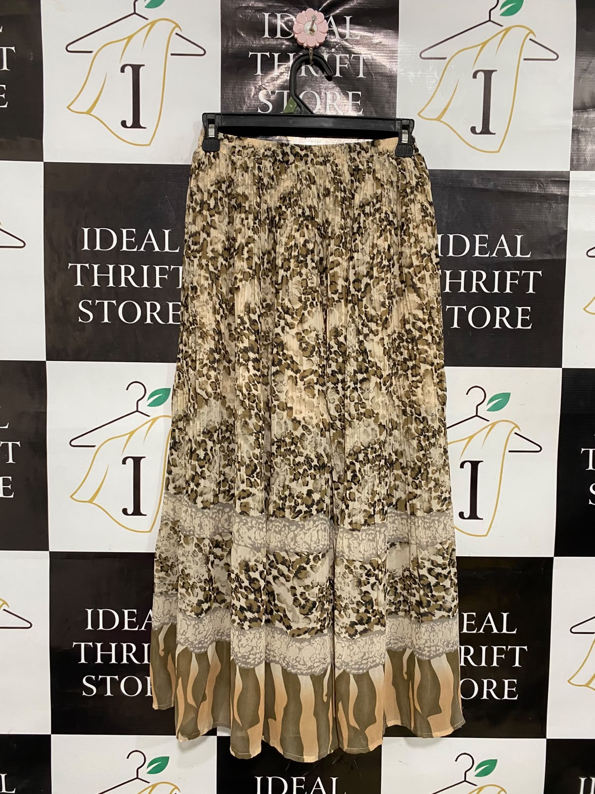 INDIKAH |XS| WAIST 24| A35| ANIMAL PRINT PLEATED HIGH-WAISTED WIDE-LEG PALAZZO PANTS