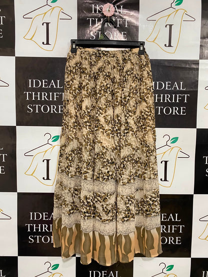 INDIKAH |XS| WAIST 24| A35| ANIMAL PRINT PLEATED HIGH-WAISTED WIDE-LEG PALAZZO PANTS