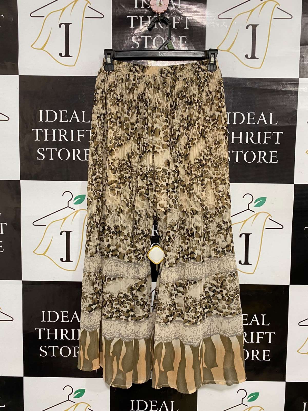 INDIKAH |XS| WAIST 24| A35| ANIMAL PRINT PLEATED HIGH-WAISTED WIDE-LEG PALAZZO PANTS