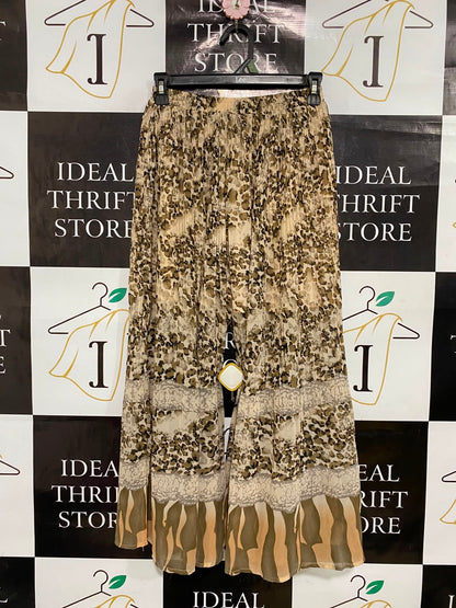 INDIKAH |XS| WAIST 24| A35| ANIMAL PRINT PLEATED HIGH-WAISTED WIDE-LEG PALAZZO PANTS