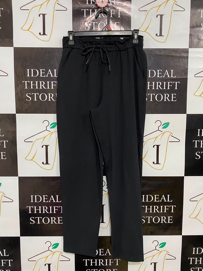 LULULEMON |S| WAIST 26| BLACK PAPERBAG-WAIST DRAWSTRING CASUAL TROUSERS