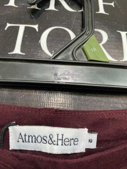 ATMOS & HERE |M| WAIST 28| A35| BURGUNDY HIGH-WAISTED TAILORED WIDE-LEG TROUSERS