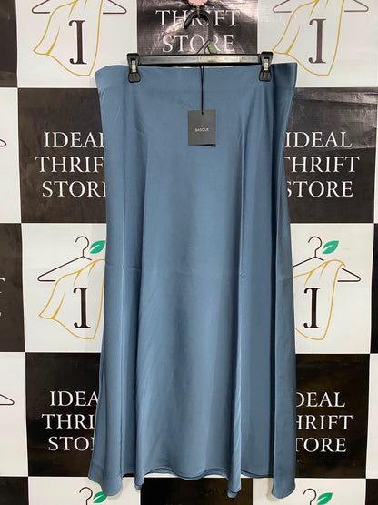 BASQUE |XL| WAIST 34| A35| DUSTY BLUE SATIN MIDI MAXI SKIRT