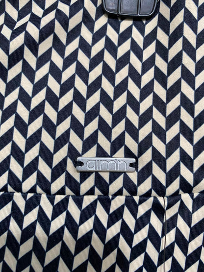 AIMN |L| WAIST 28| A35| BEIGE & BLACK HERRINGBONE GEOMETRIC HIGH-WAISTED ACTIVEWEAR LEGGINGS