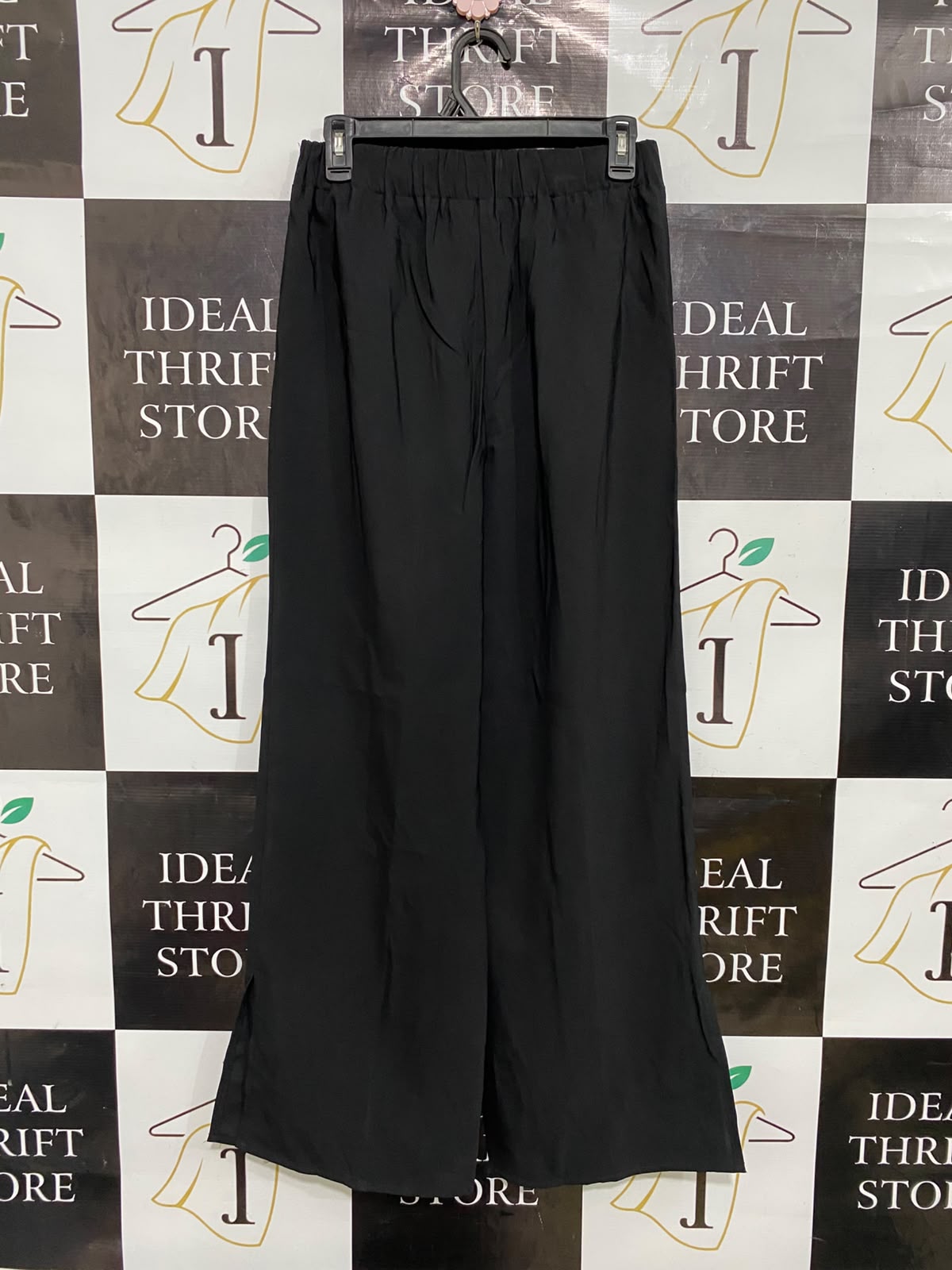 NEW LOOK |S| WAIST 26| A35| BLACK HIGH-WAISTED PLEATED WIDE-LEG TAILORED TROUSERS