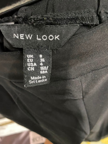 NEW LOOK |S| WAIST 26| A35| BLACK HIGH-WAISTED PLEATED WIDE-LEG TAILORED TROUSERS