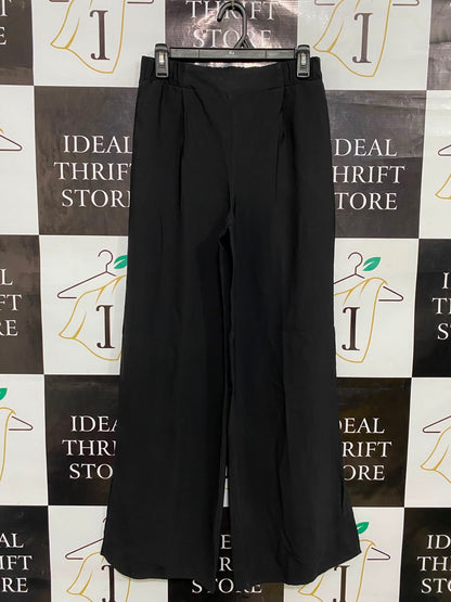 NEW LOOK |S| WAIST 26| A35| BLACK HIGH-WAISTED PLEATED WIDE-LEG TAILORED TROUSERS