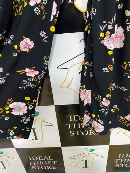 COTTON ON |XL| WAIST 34| A35| BLACK FLORAL PRINT HIGH-WAISTED WIDE-LEG PALAZZO PANTS