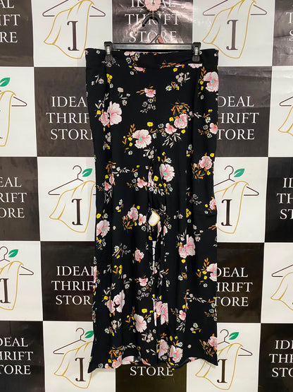 COTTON ON |XL| WAIST 34| A35| BLACK FLORAL PRINT HIGH-WAISTED WIDE-LEG PALAZZO PANTS
