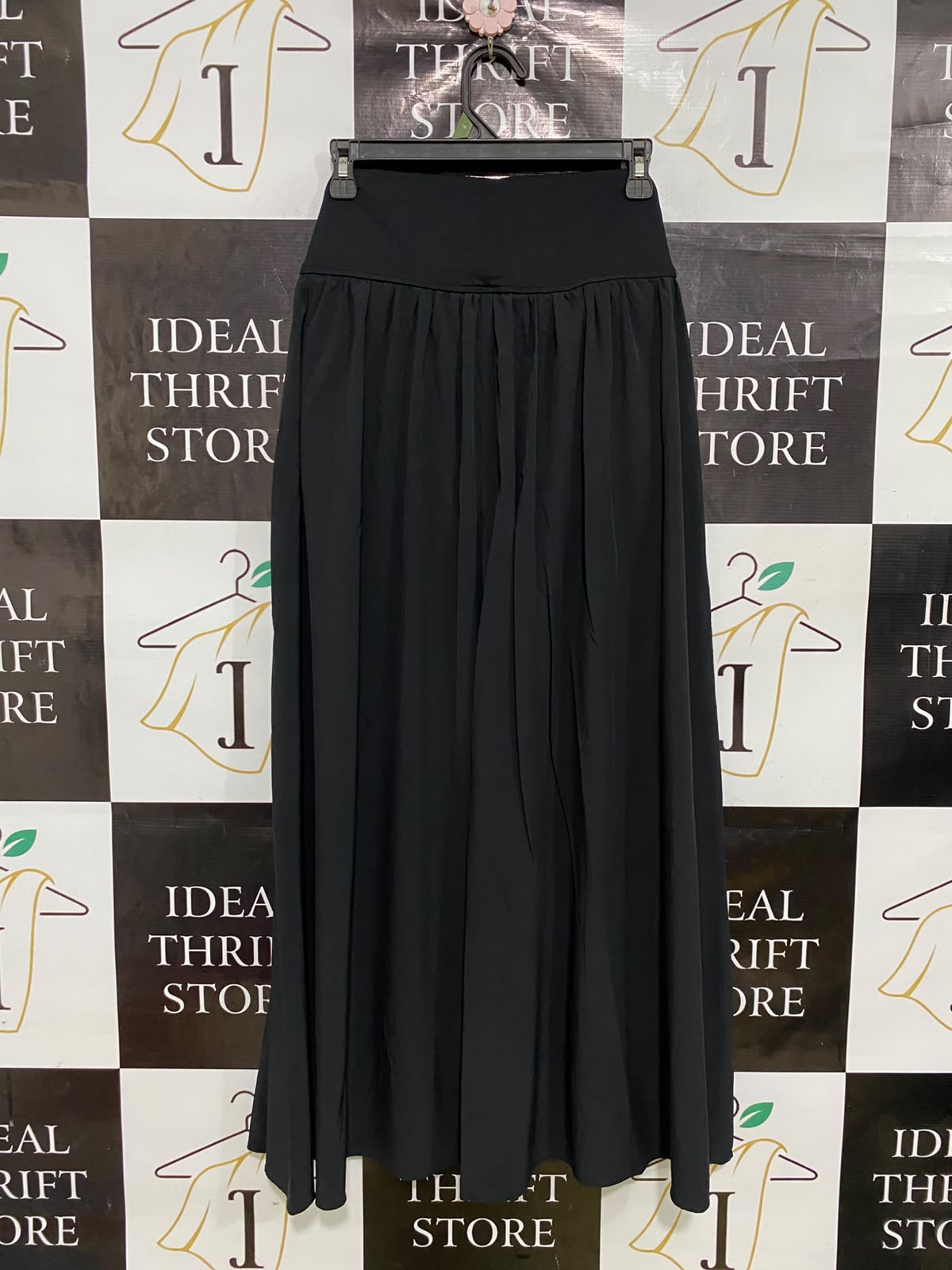 HALARA |S| WAIST 23| A35| BLACK HIGH-WAISTED PLEATED ACTIVEWEAR MAXI SKIRT