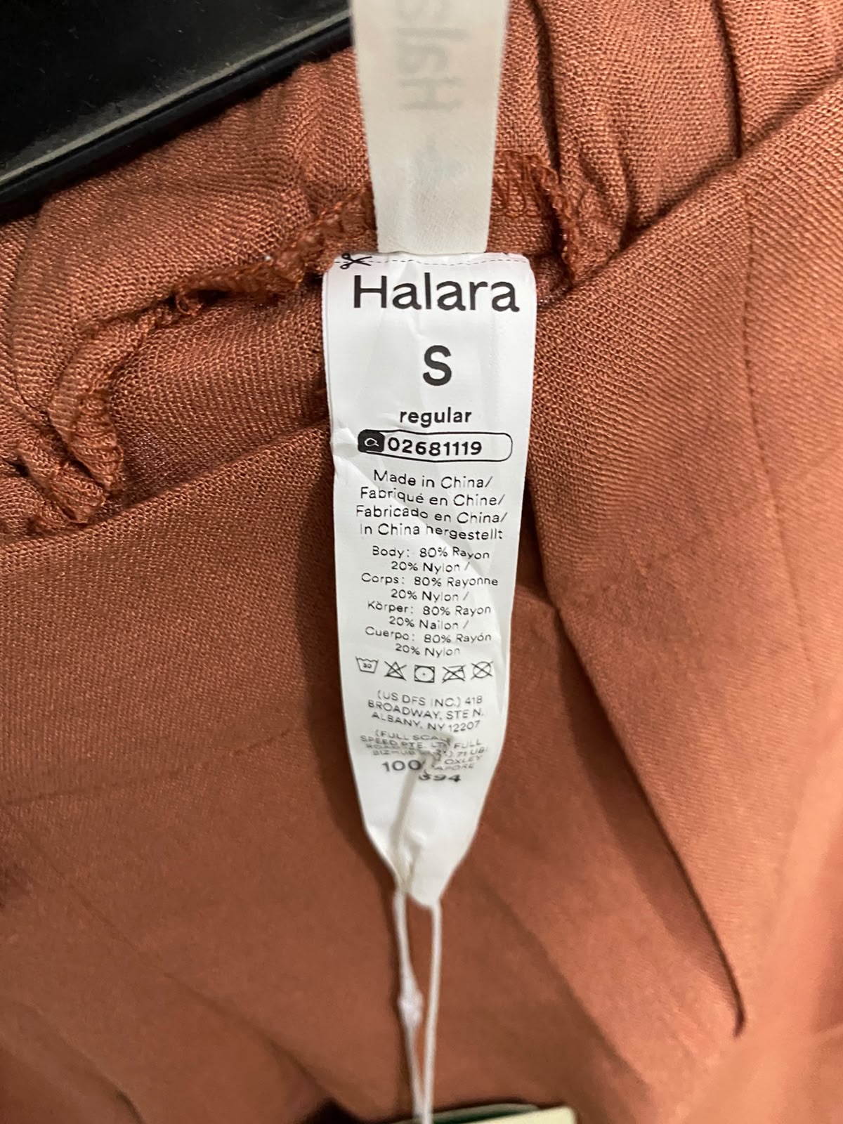 HALARA |S| WAIST 26| A35| TERRACOTTA RUST HIGH-WAISTED PLEATED WIDE-LEG TROUSERS
