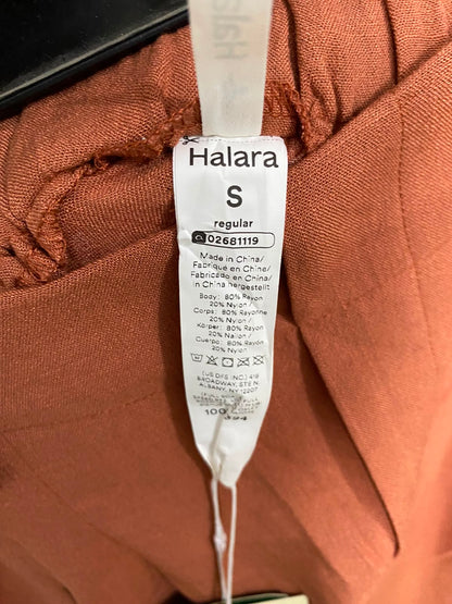HALARA |S| WAIST 26| A35| TERRACOTTA RUST HIGH-WAISTED PLEATED WIDE-LEG TROUSERS