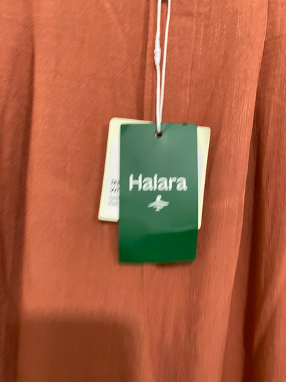 HALARA |S| WAIST 26| A35| TERRACOTTA RUST HIGH-WAISTED PLEATED WIDE-LEG TROUSERS