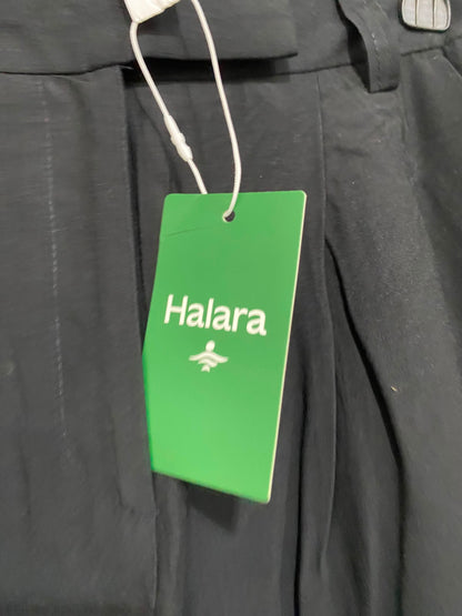 HALARA |S| WAIST 26| A35| BLACK HIGH-WAISTED PLEATED WIDE-LEG TAILORED TROUSERS