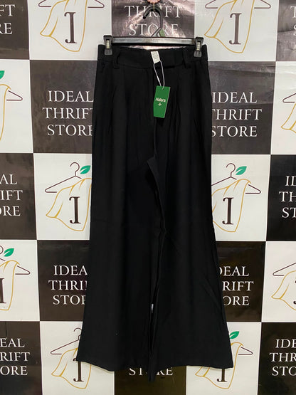 HALARA |S| WAIST 26| A35| BLACK HIGH-WAISTED PLEATED WIDE-LEG TAILORED TROUSERS