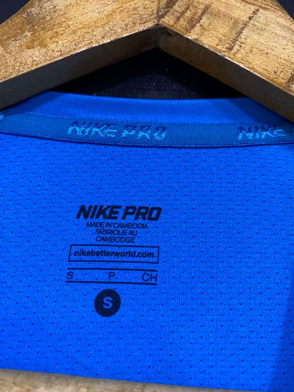 NIKE PRO |S| BUST 13| A35| BLUE DRI-FIT SHORT-SLEEVE ATHLETIC ACTIVEWEAR TOP