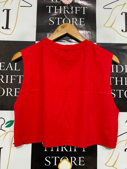 SHEIN |L| BUST 19| A35| RED BASIC SLEEVELESS CROP TANK TOP